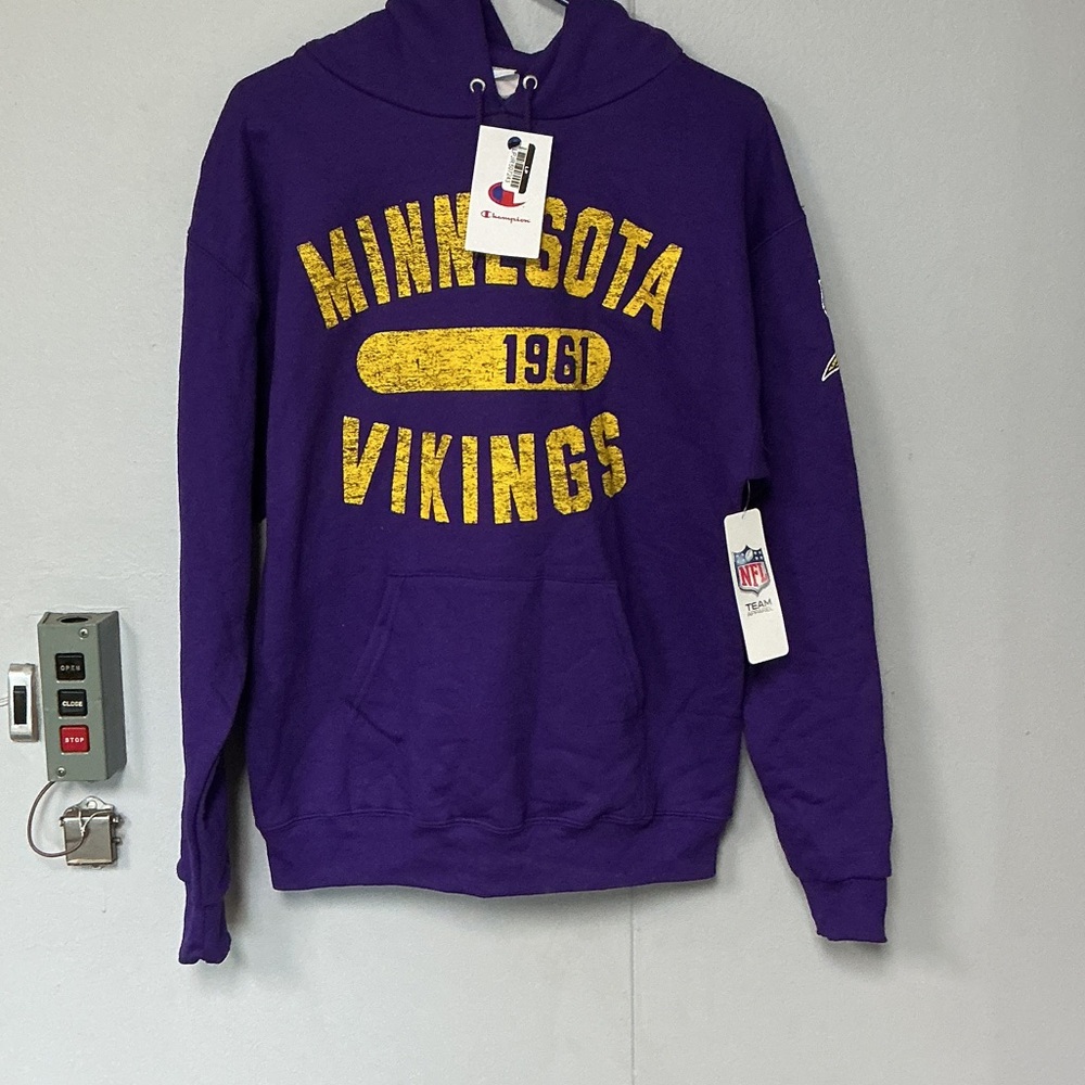Champion Purple Minnesota Vikings Hooded Sweatshirt with Gold Print